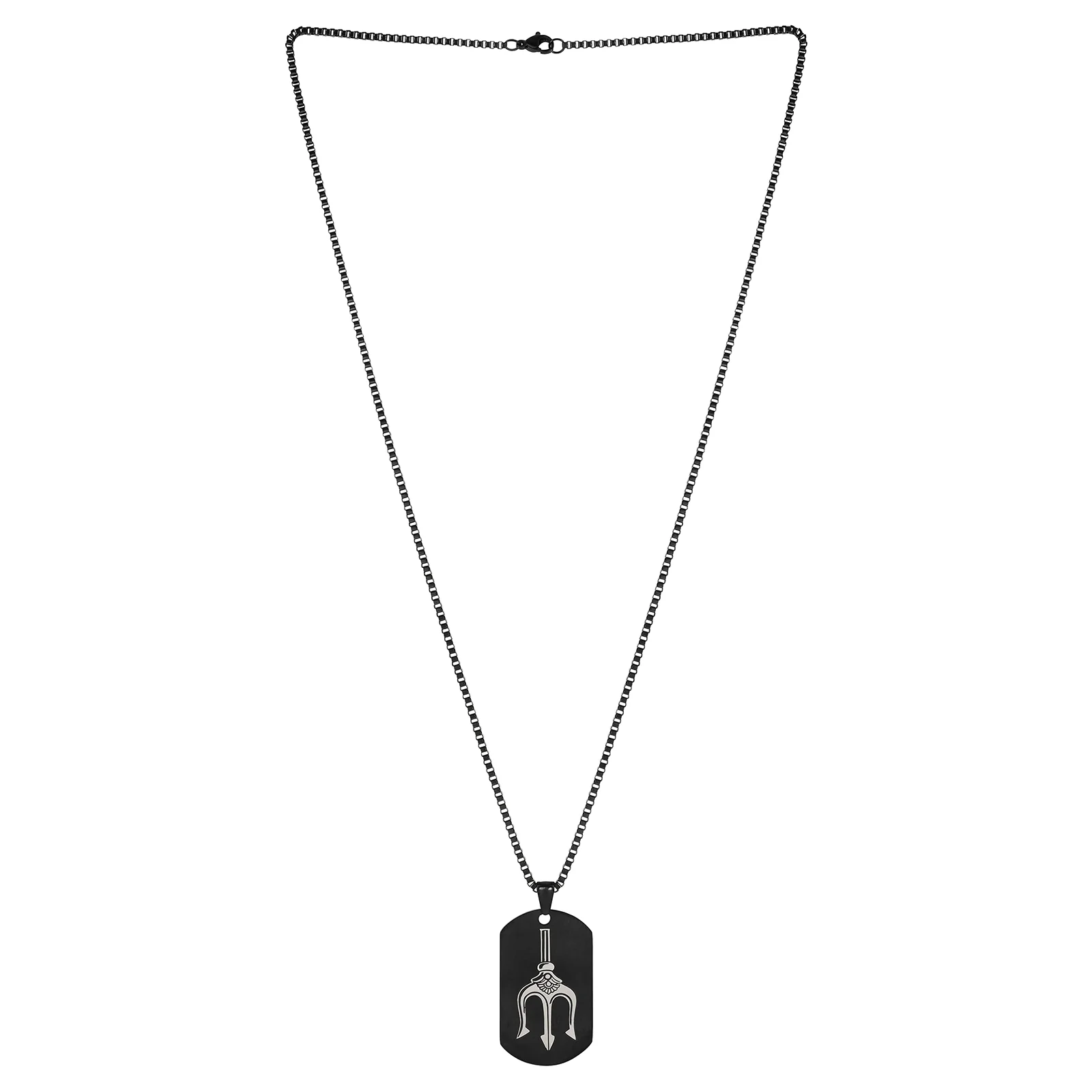 Trident Black Men's Curve Tag Mantra Necklace - Image 3