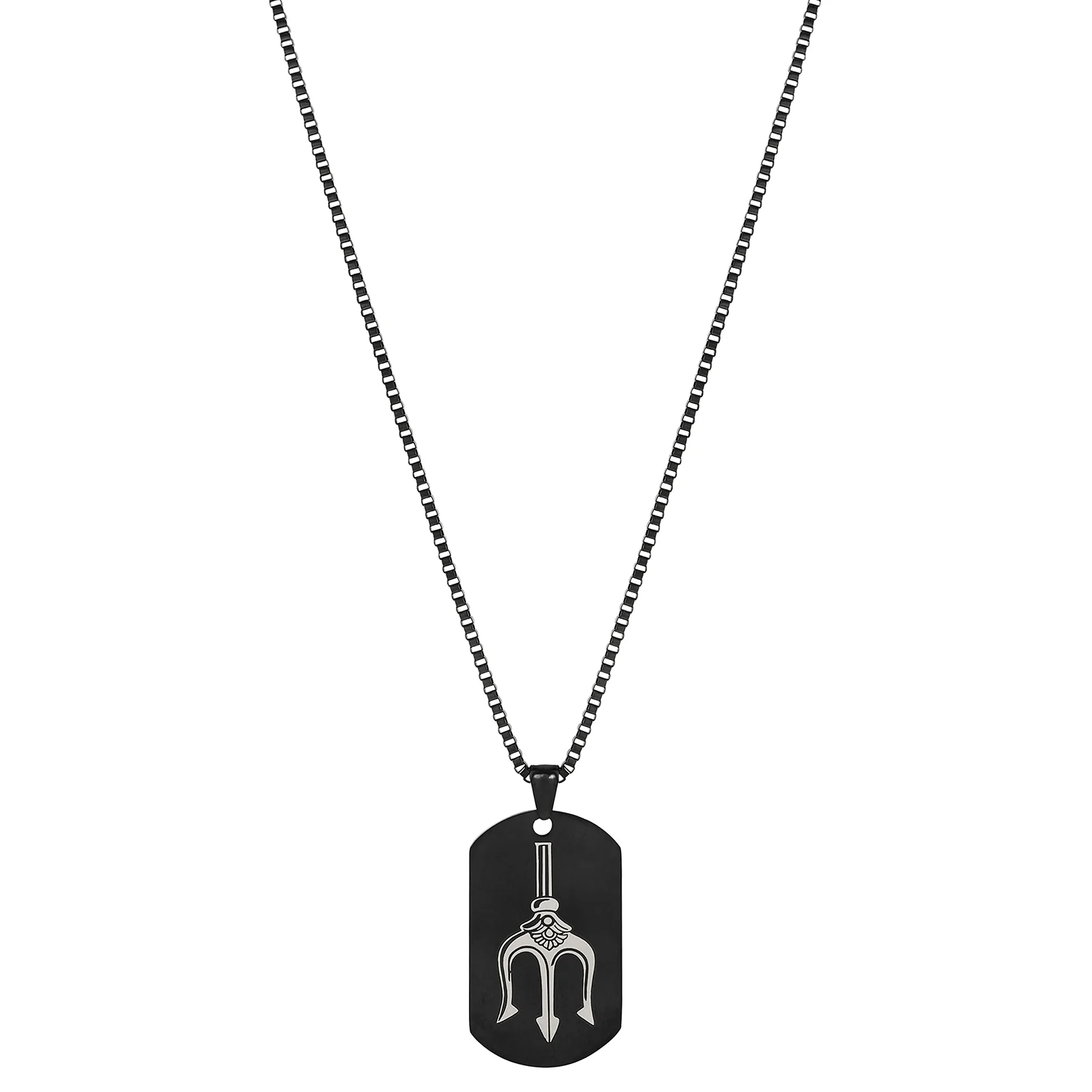 Trident Black Men's Curve Tag Mantra Necklace - Image 5