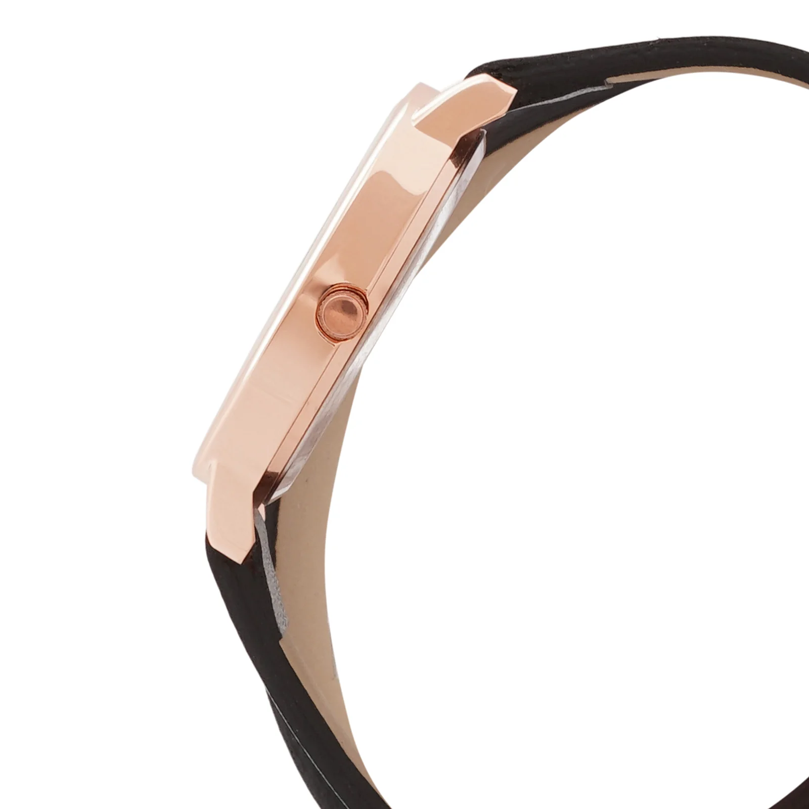 Twelve O'Heart Rose Gold White Medium Dial Black PU Wrap Around Strap Women's Watch - Image 5