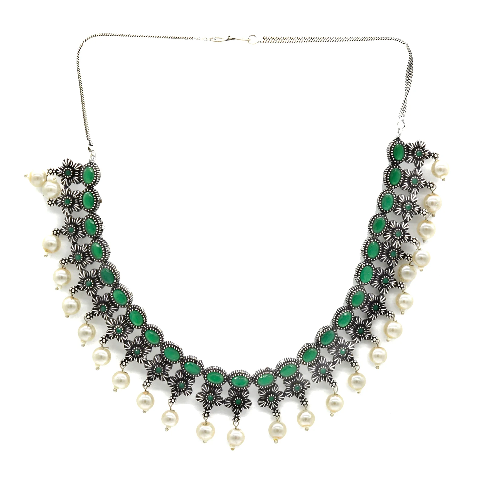 Urmi Green Silver Oxidized Jewelry Gift Set - Image 2