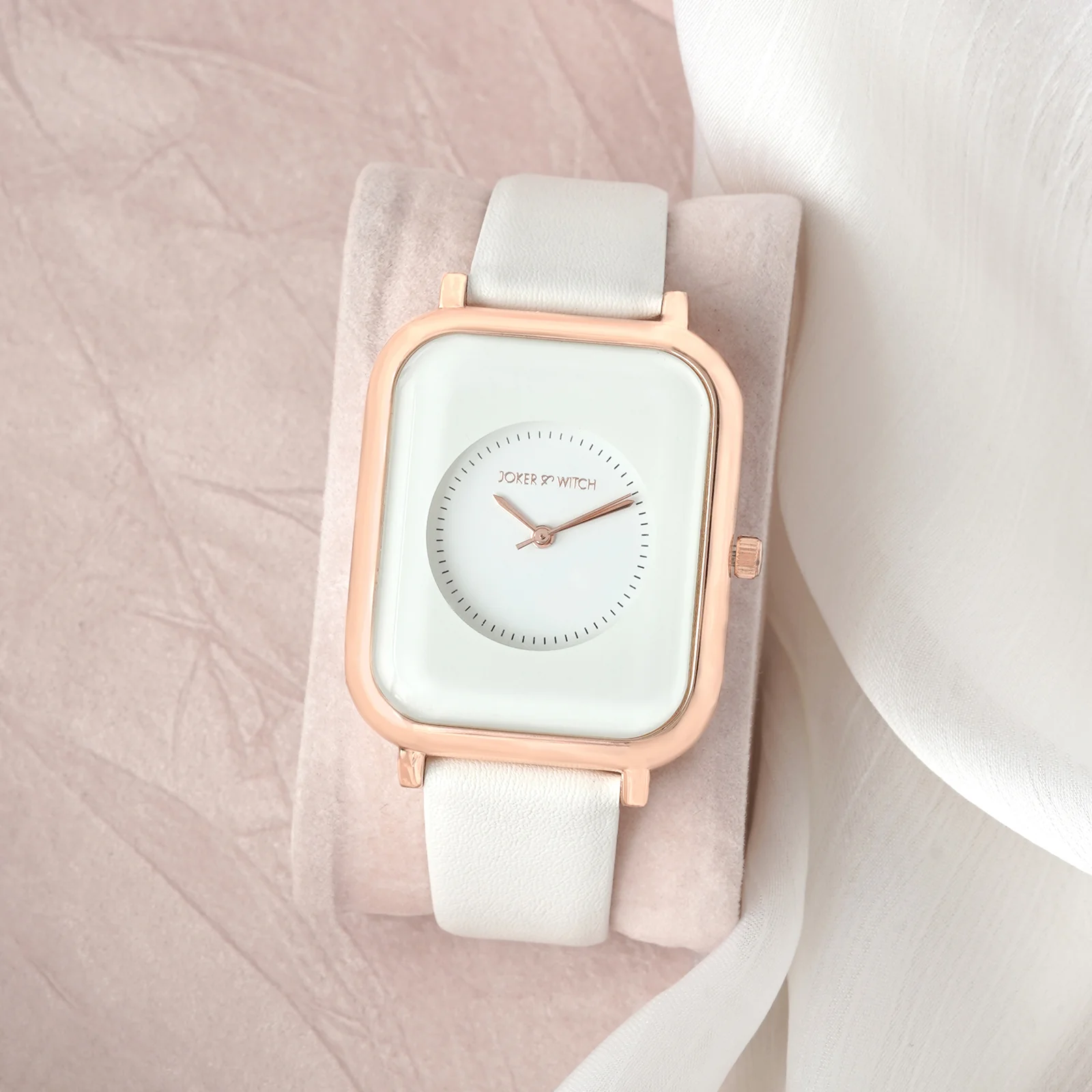 Utopia White Medium Rectangle Dial PU Strap Unisex Watch