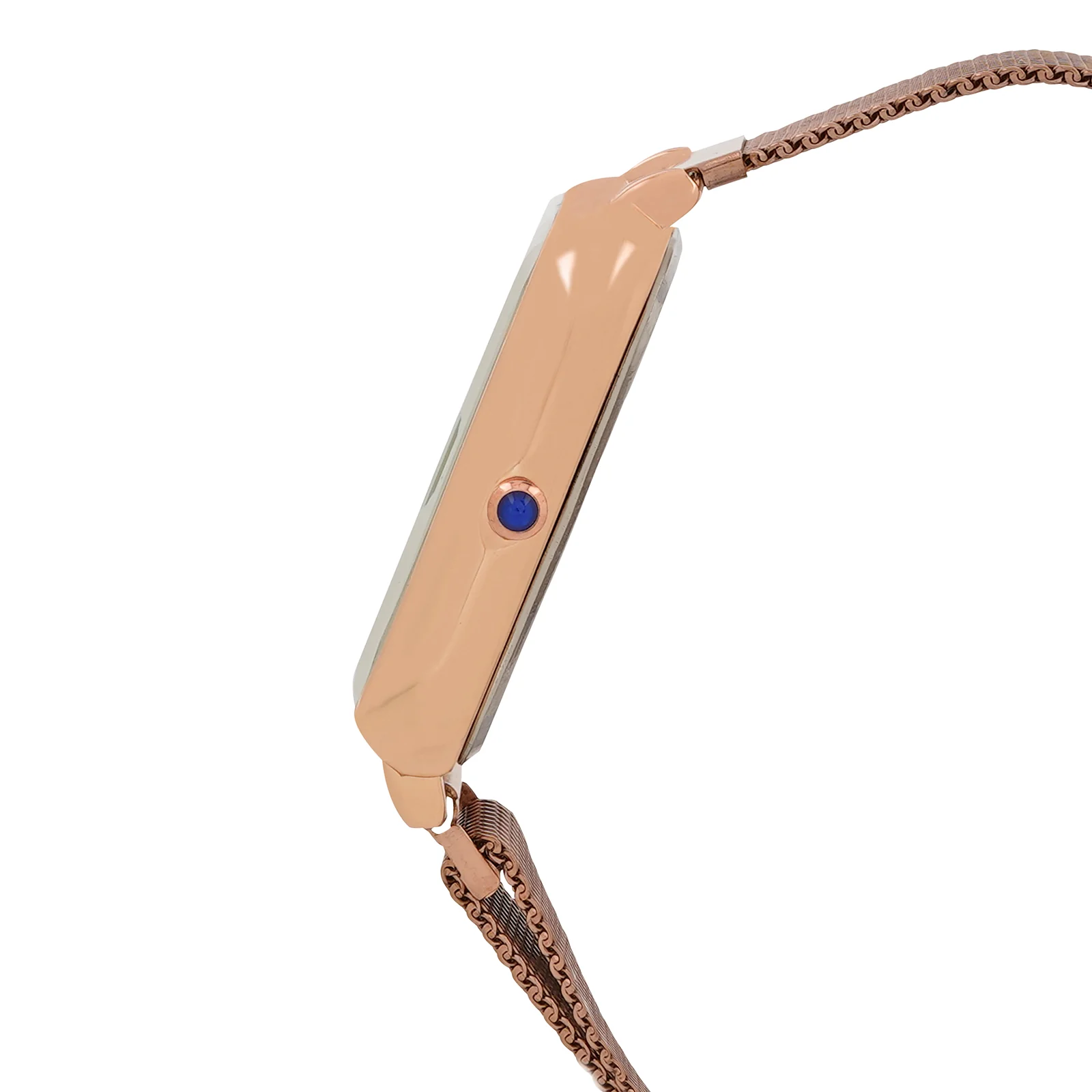 Utopia Black Medium Rectangle Dial Rose Gold Magnetic Strap Women's Watch - Image 5