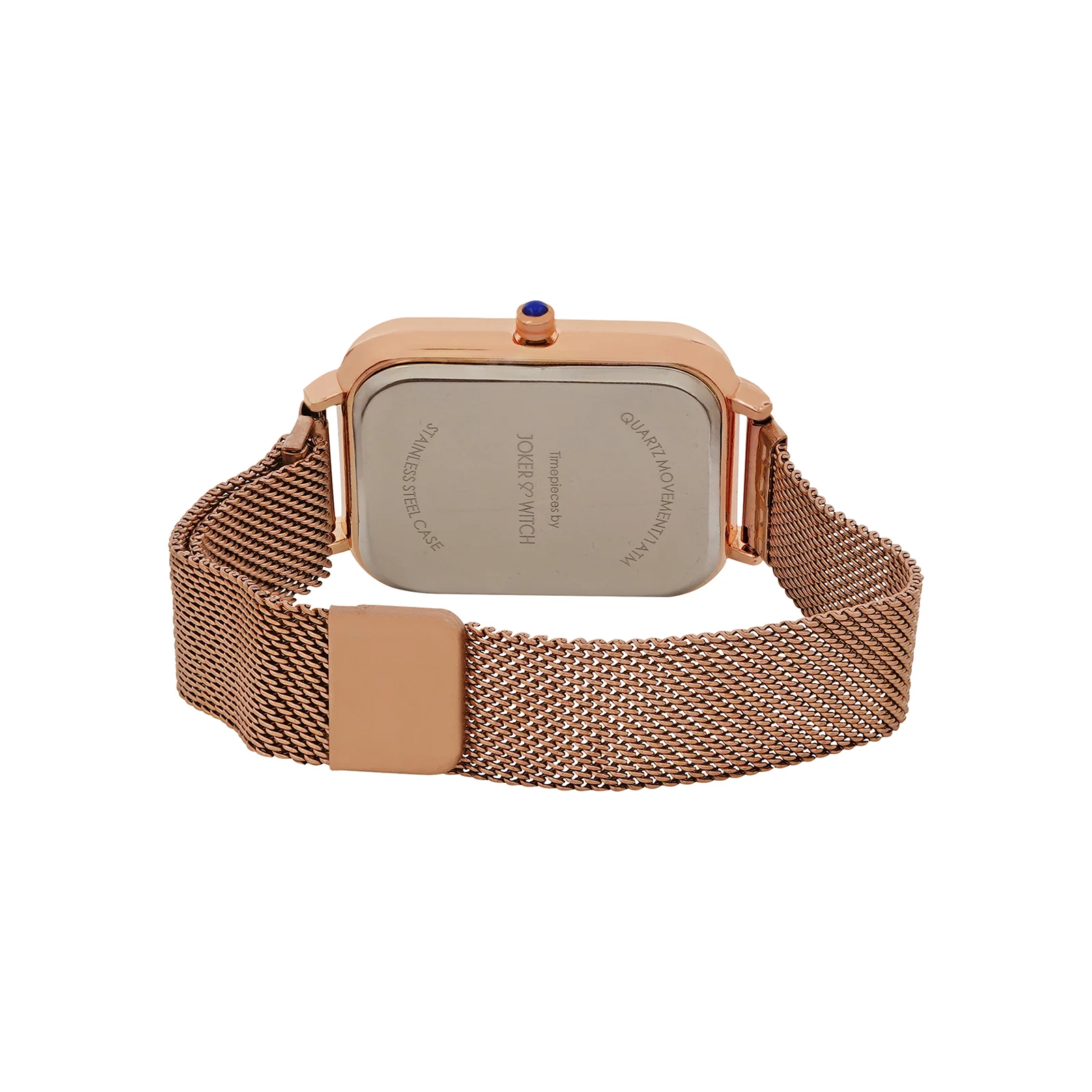Utopia Black Medium Rectangle Dial Rose Gold Magnetic Strap Women's Watch - Image 6