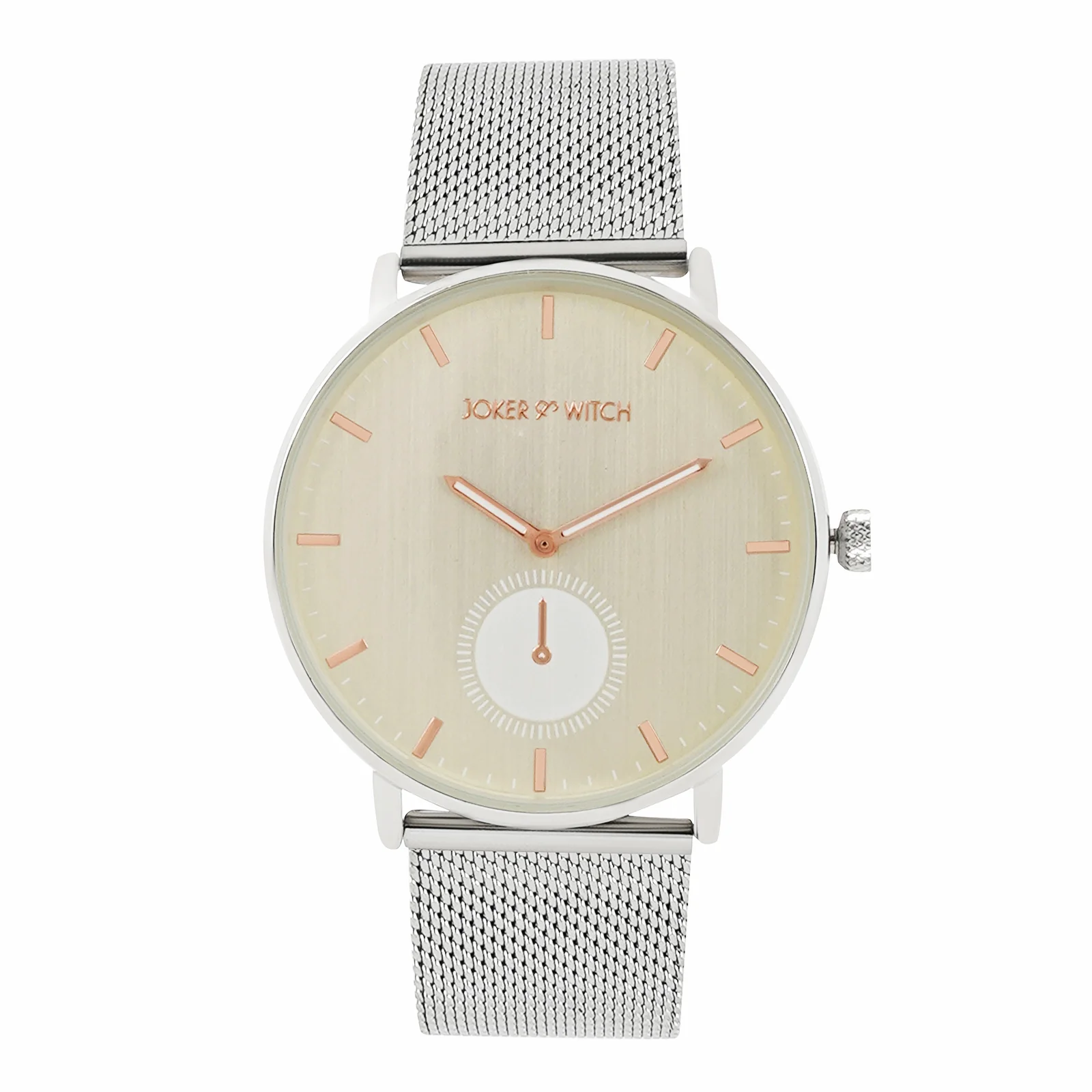 Vancouver Beige Large Dial Silver Mesh Strap Men's Watch - Image 3