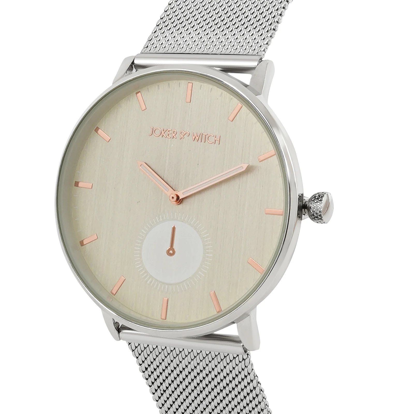 Vancouver Beige Large Dial Silver Mesh Strap Men's Watch - Image 4