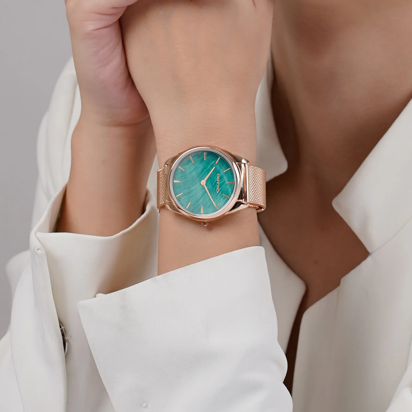 Venice Green Medium Dial Rose Gold Mesh Strap Women's Watch