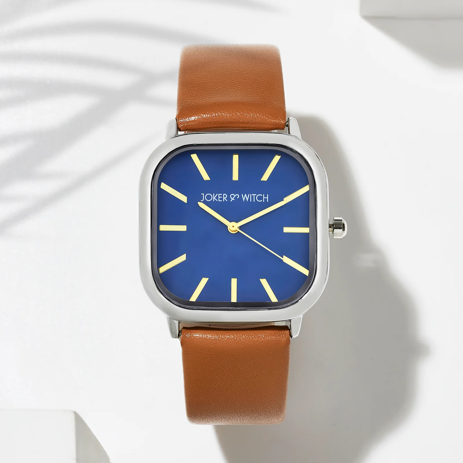 Vera Blue Medium Square Dial Brown PU Strap Women's Watch