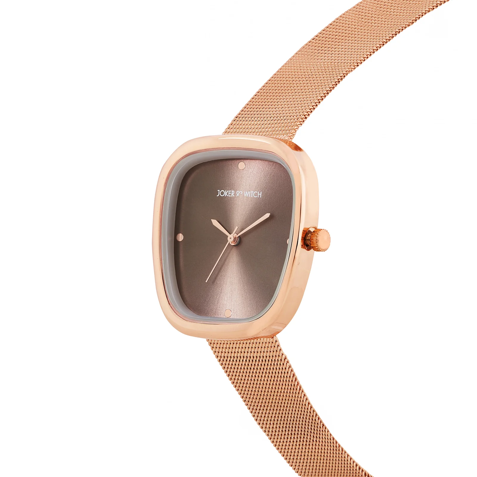 Verity Mocha Medium Square Dial Rose Gold Mesh Strap Women's Watch - Image 4