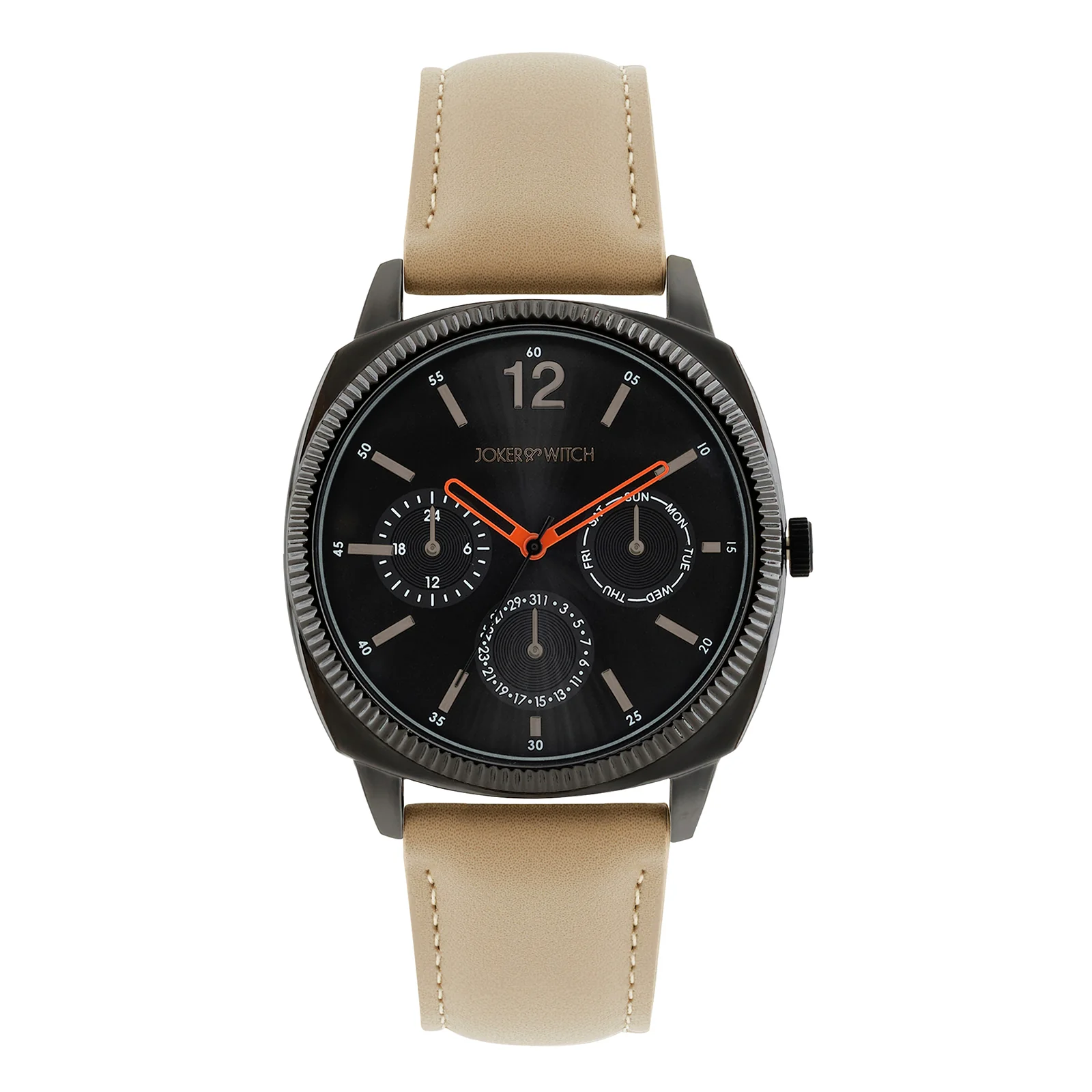 Viking Black Large Dial Sand PU Strap Men's Watch - Image 3