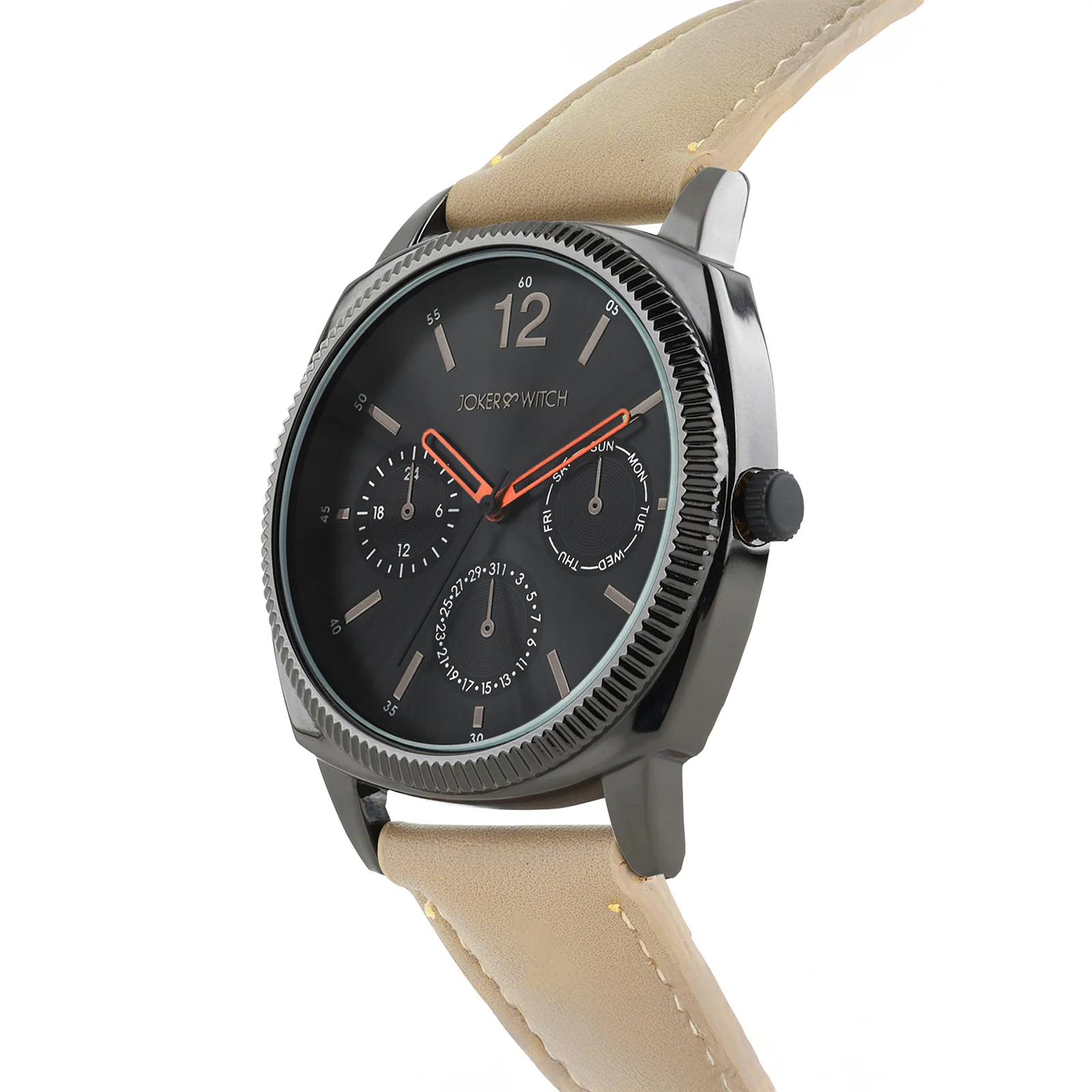 Viking Black Large Dial Sand PU Strap Men's Watch - Image 4