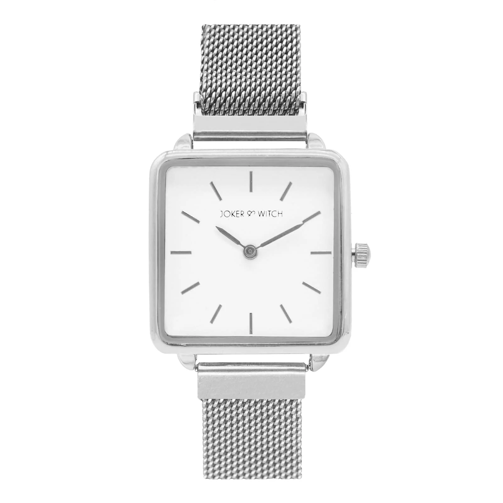Vintage White Small Square Dial Silver Magnetic Strap Women's Watch