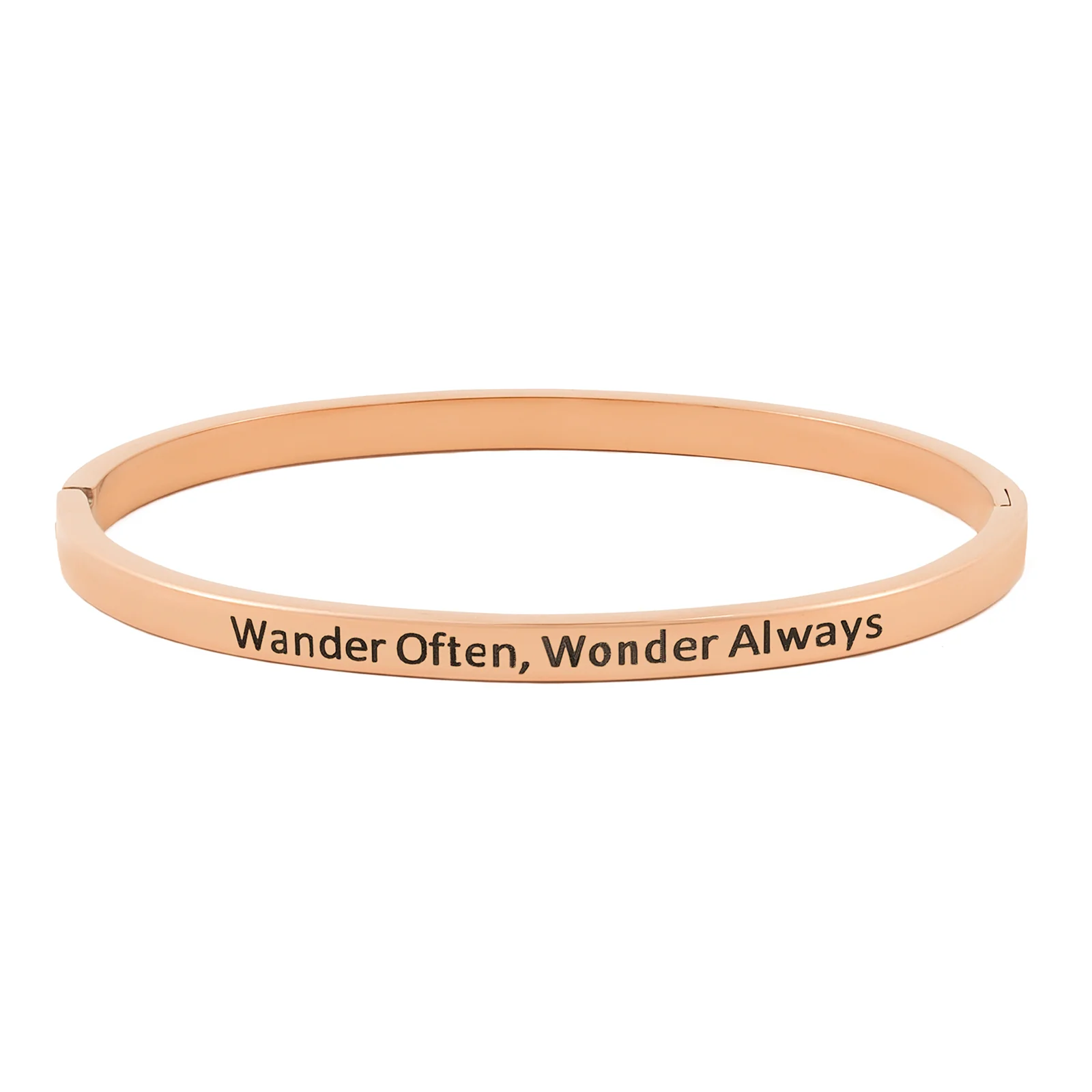 Wander Often, Wonder Always Rose Gold Mantra Band - Image 4
