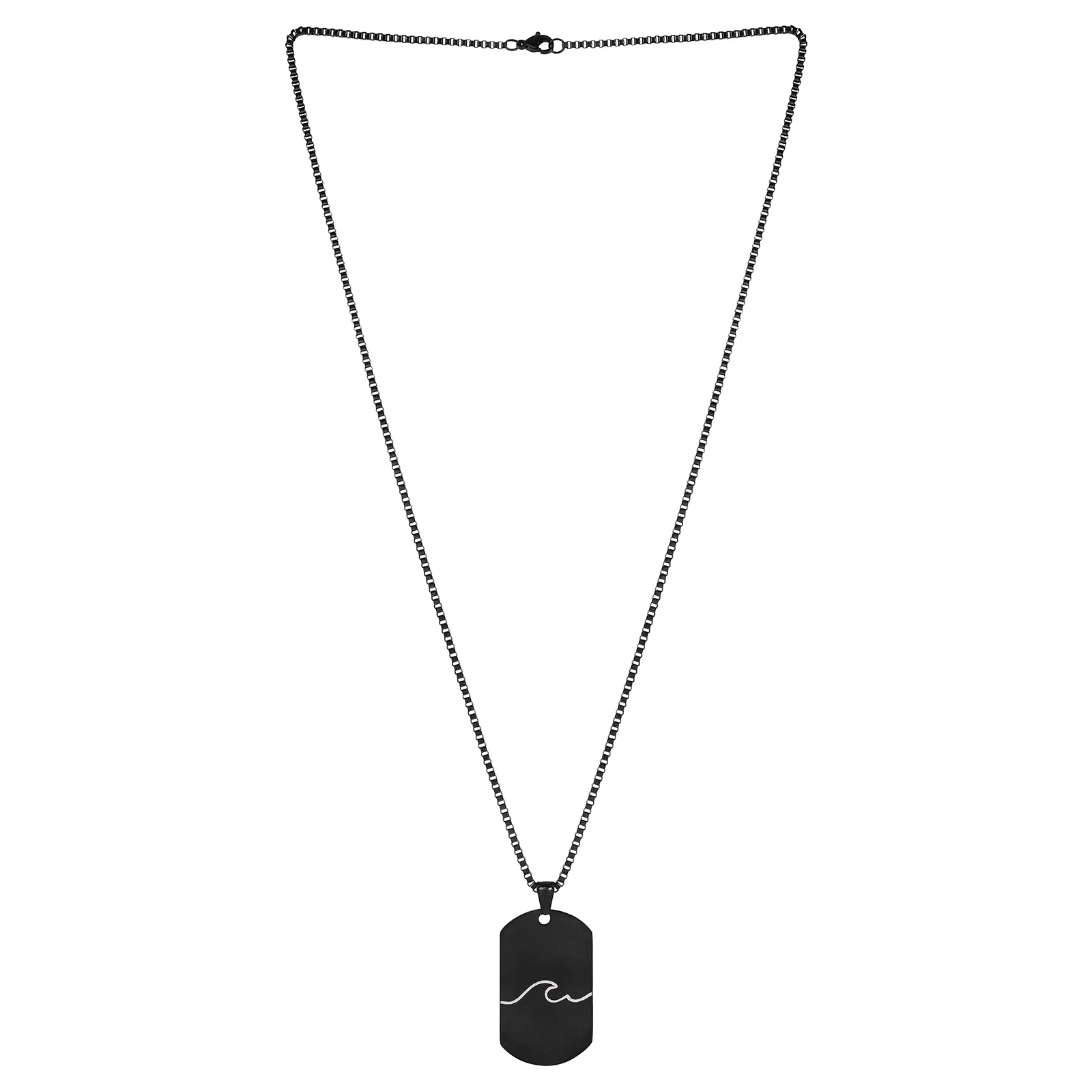 Wave Black Men's Curve Tag Mantra Necklace - Image 3