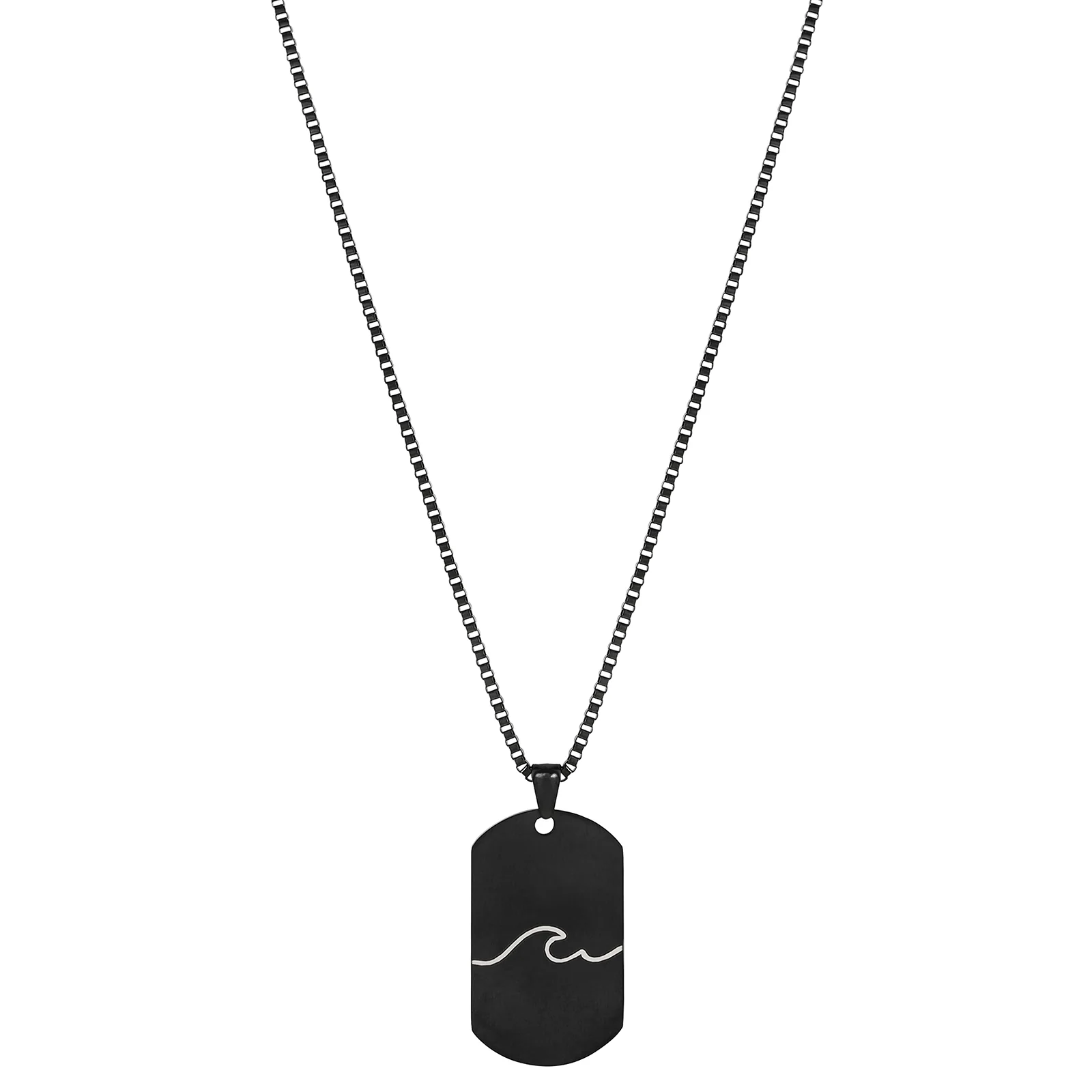 Wave Black Men's Curve Tag Mantra Necklace - Image 4