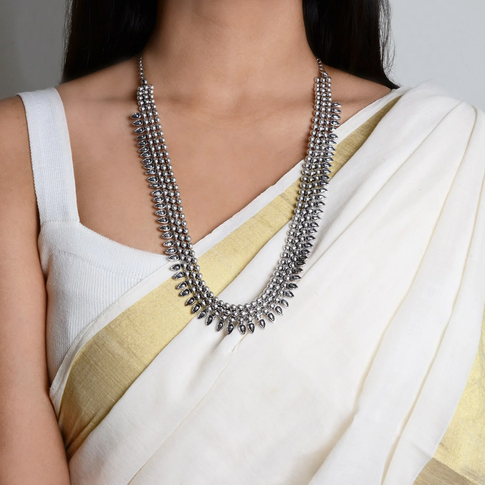 Yashika Silver Oxidized Long Necklace - Image 2