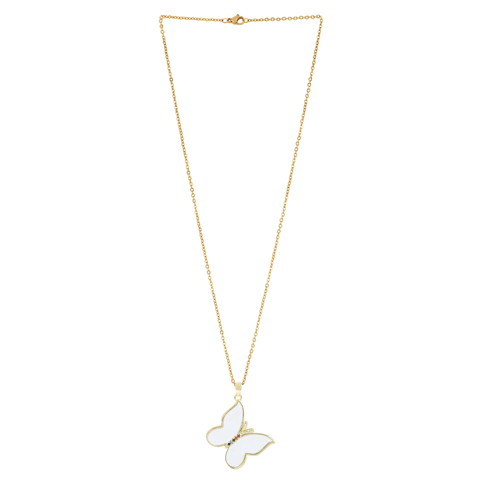 Zaria White Butterfly Charm Necklace - Image 3