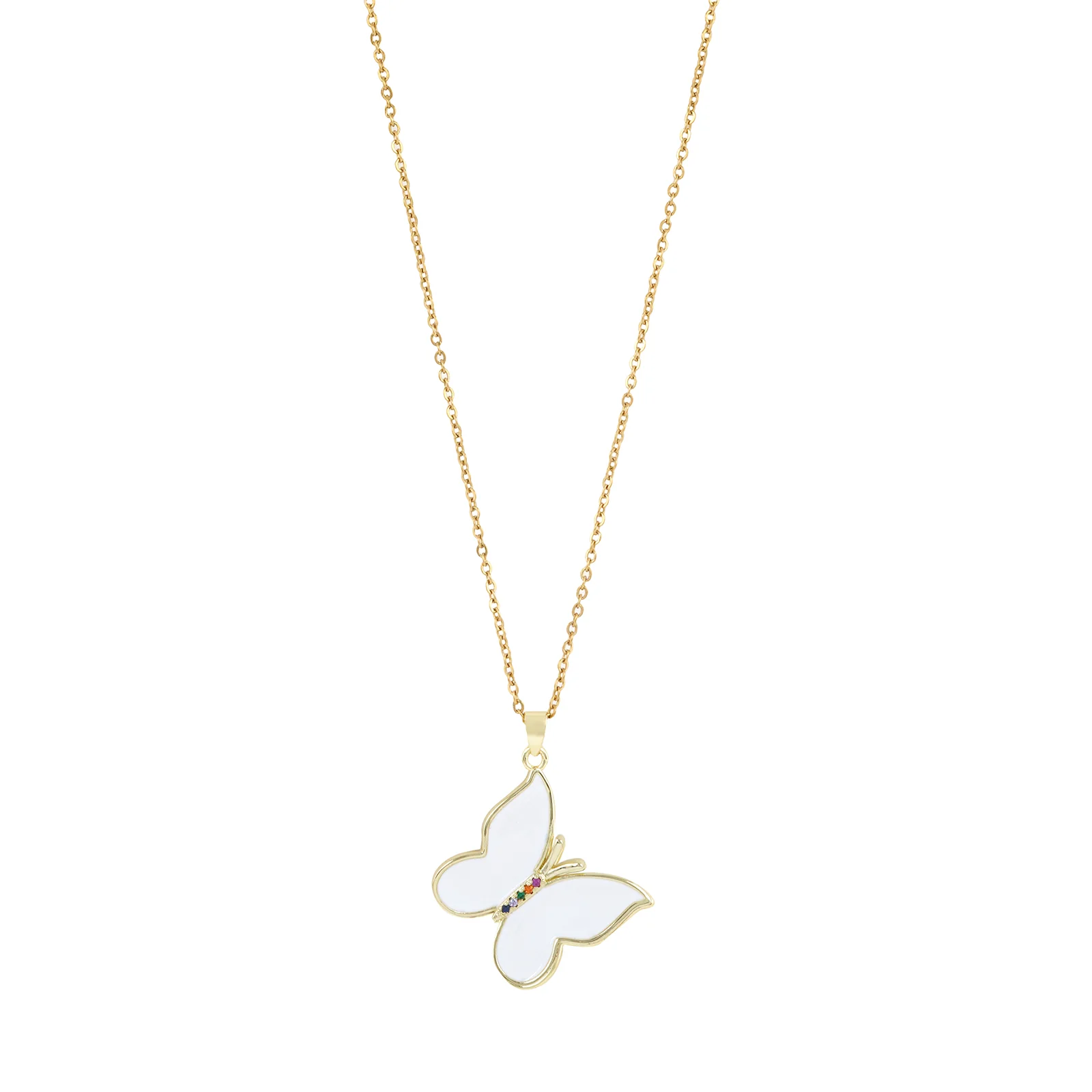 Zaria White Butterfly Charm Necklace - Image 4