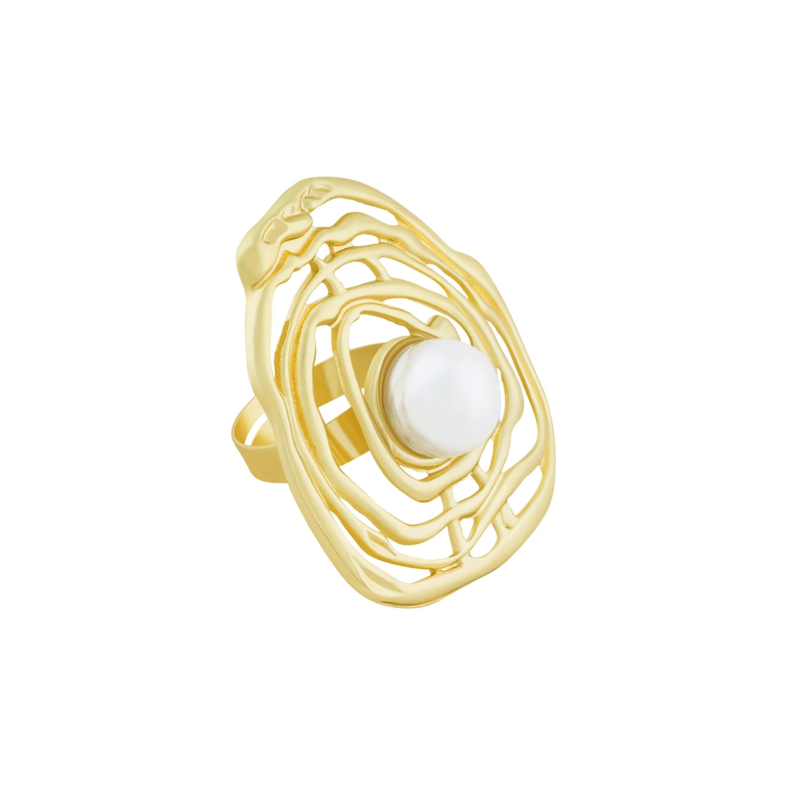 Zayrose Gold Molten Pearl Ring - Image 4