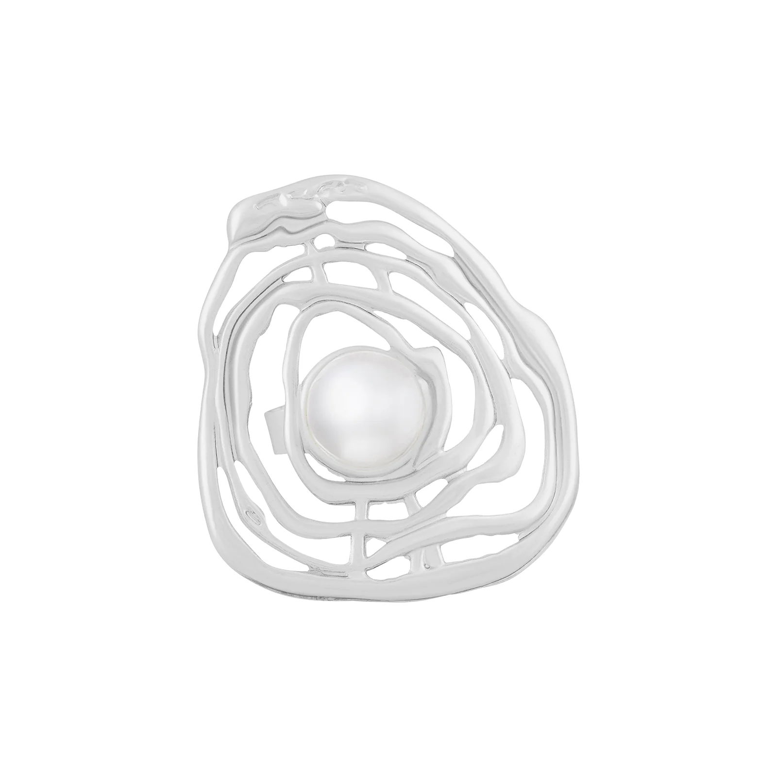 Zayrose Silver Molten Pearl Ring - Image 3