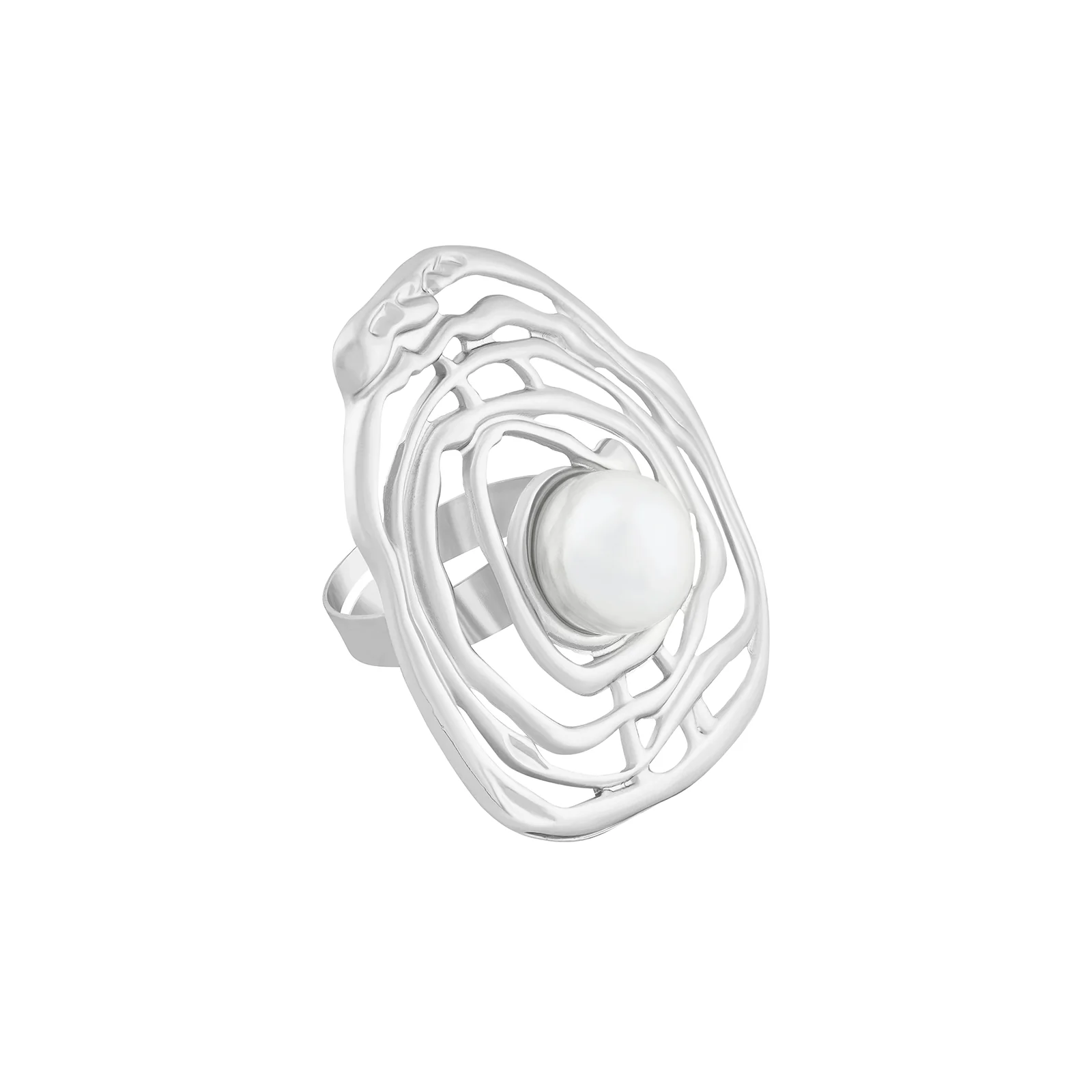 Zayrose Silver Molten Pearl Ring - Image 4