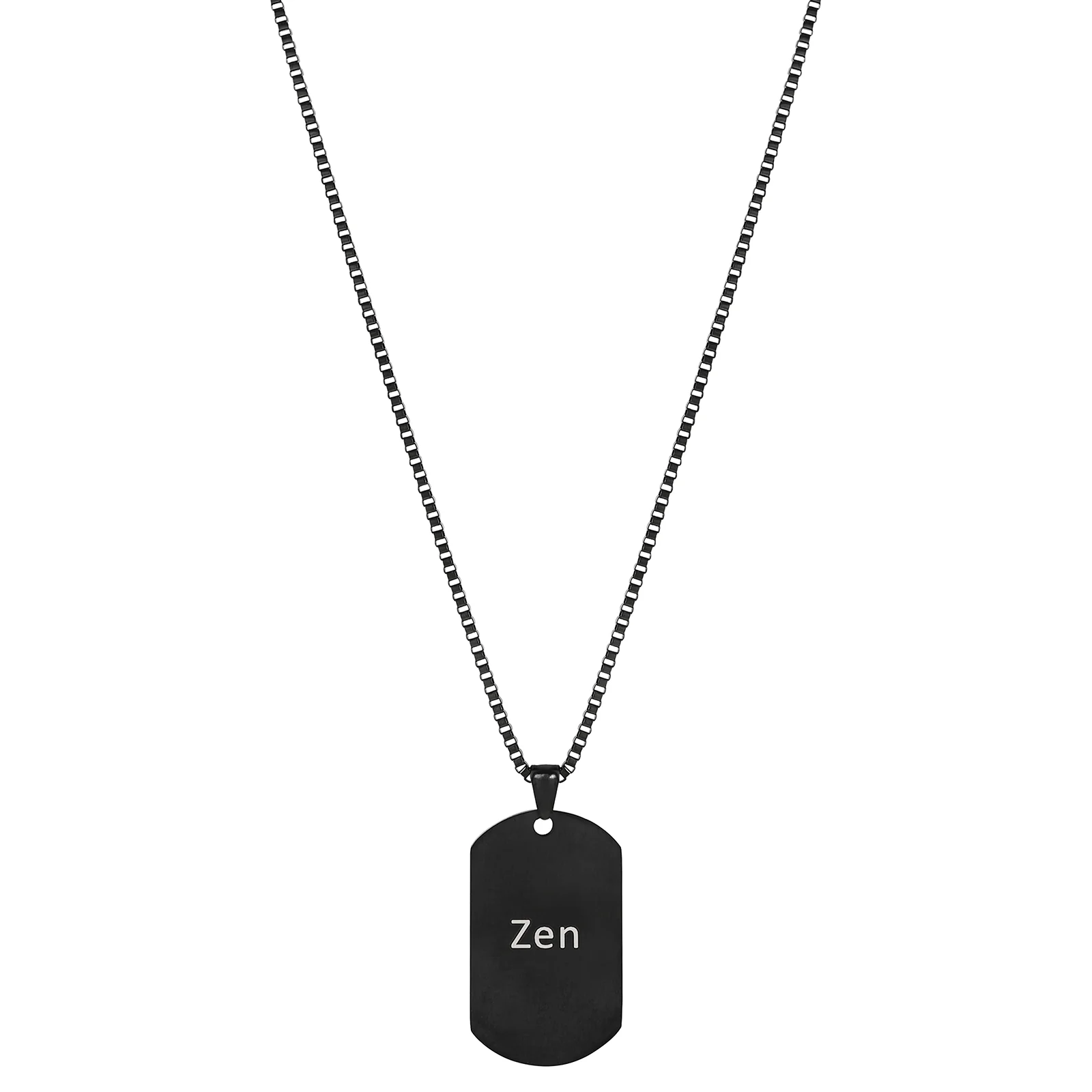 Zen Black Men's Curve Tag Mantra Necklace - Image 5