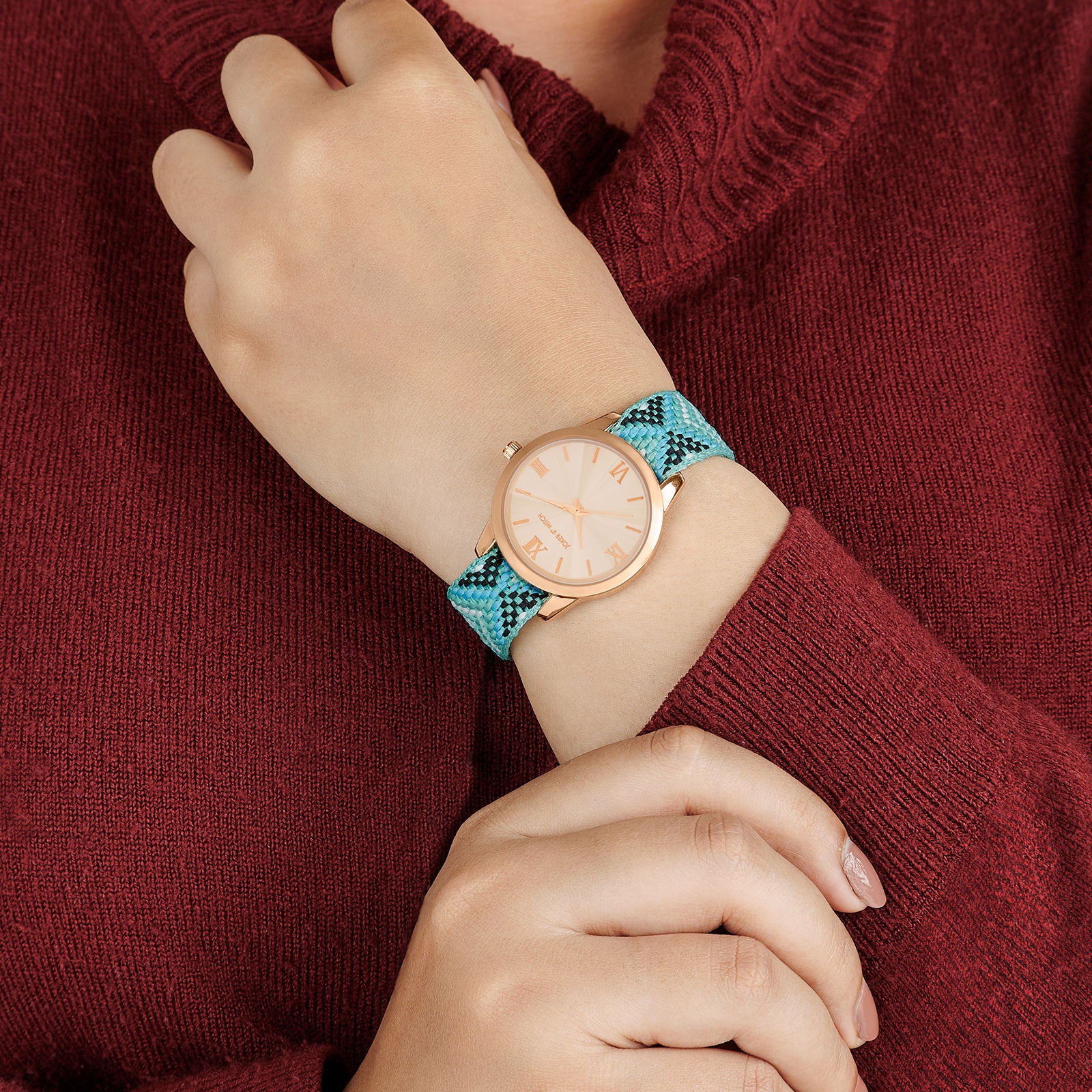 Zen Loom Rose Gold Medium Dial Green Macrame Strap Women's Watch - Image 2