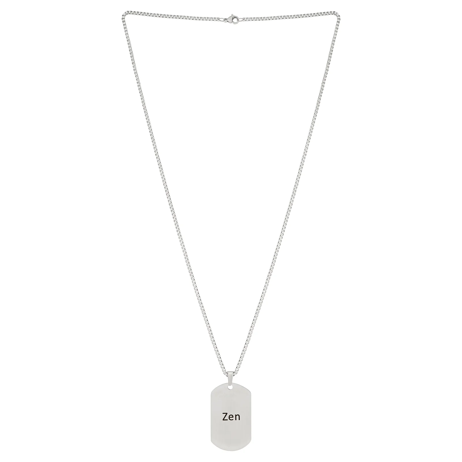 Zen Silver Men's Curve Tag Mantra Necklace - Image 3