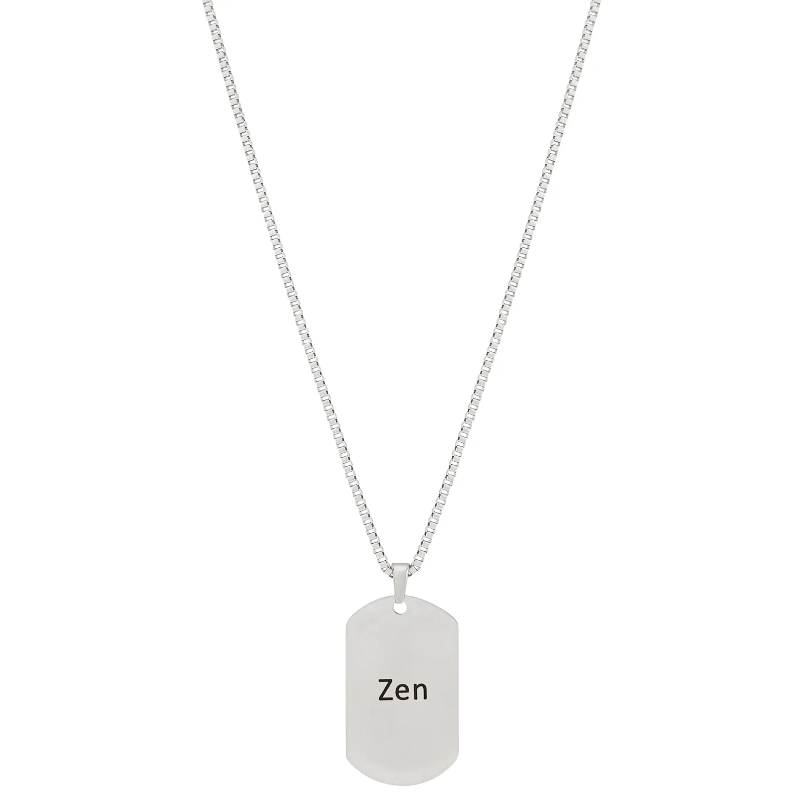Zen Silver Men's Curve Tag Mantra Necklace - Image 4