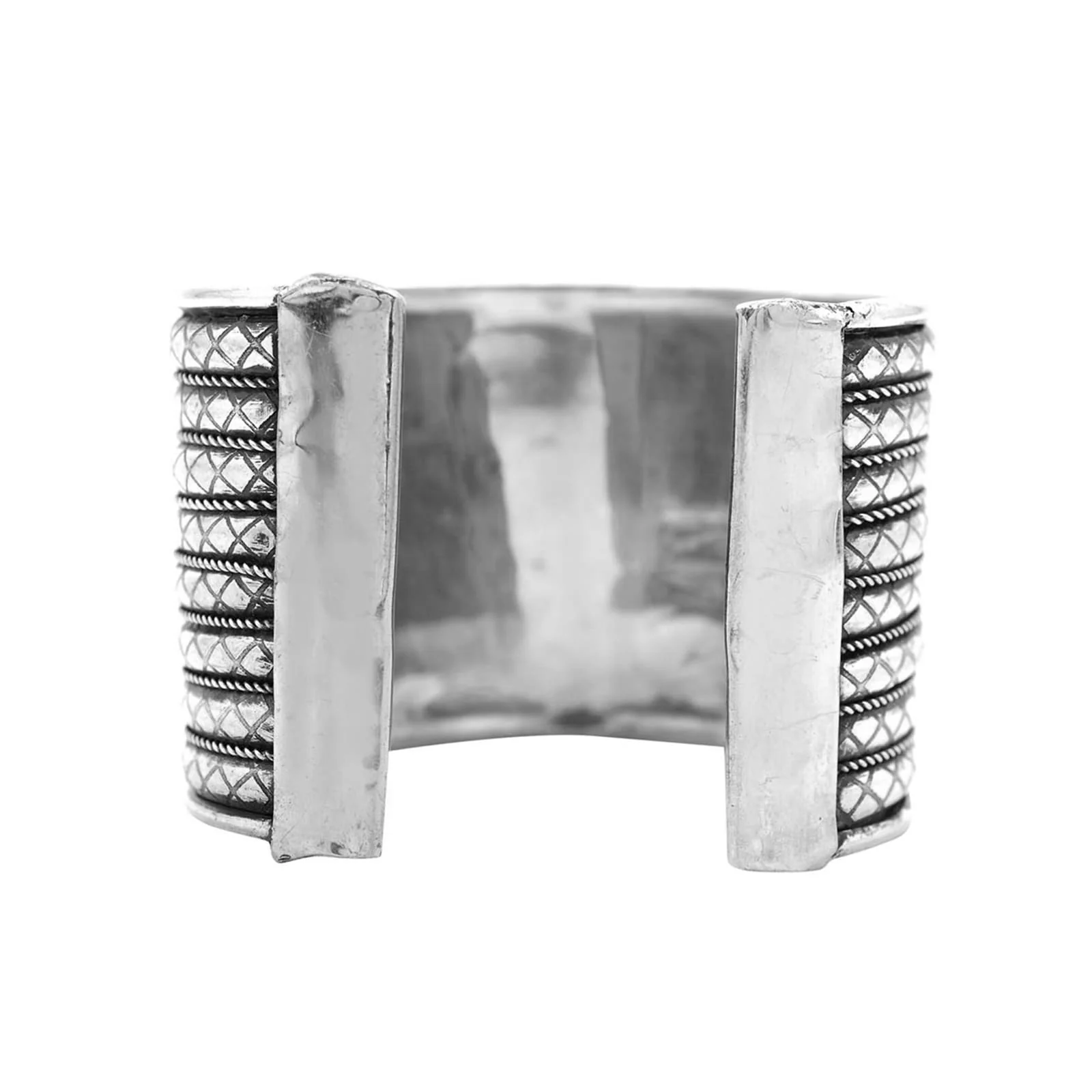 Zia Embossed Silver Oxidized Cuff - Image 6